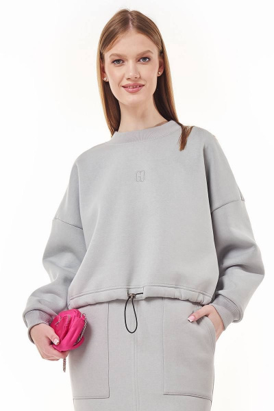 Серый спортивный костюм из трикотажа с юбкой и свитшотом GO F7056/29-01.170-176 - фото 5