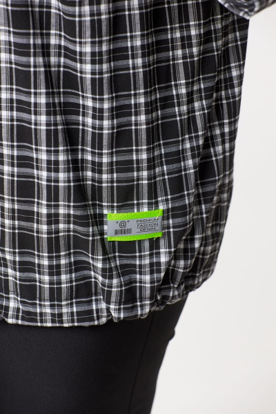 Демисезонная черная туника из текстиля и хлопка DaLi 5656А чёрно-белая клетка - фото 5