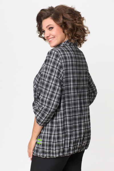 Демисезонная черная туника из текстиля и хлопка DaLi 5656А чёрно-белая клетка - фото 4