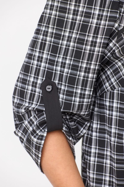 Демисезонная черная туника из текстиля и хлопка DaLi 5656А чёрно-белая клетка - фото 3