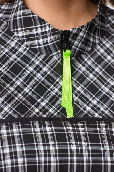 Демисезонная черная туника из текстиля и хлопка DaLi 5656А чёрно-белая клетка - фото 2