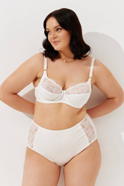 Белый бюстгальтер с кружевом, сеткой и трикотажем Леди Леда 403-277 - фото 6