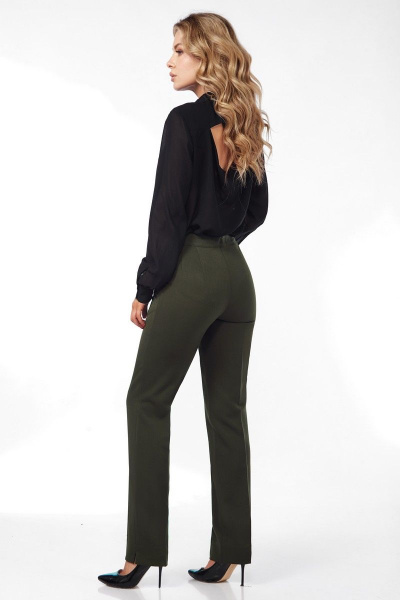 Деловые брюки из текстиля с зауженным к низу кроем DNM 004 хаки - фото 3