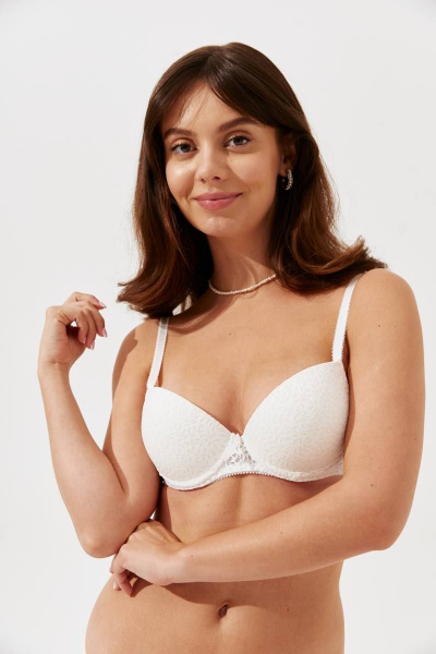 Белый бюстгальтер с пуш-ап эффектом из эластичного трикотажа Леди Леда 630-281 - фото 1