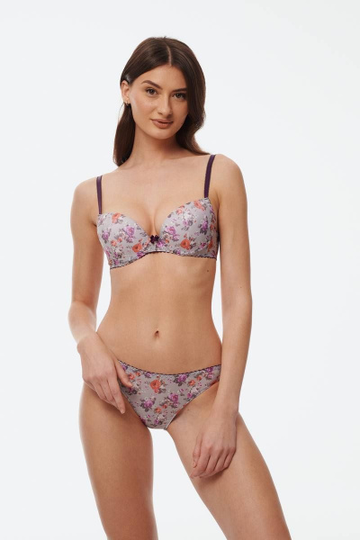 Серый бюстгальтер с каплевидным эффектом и каркасами Леди Леда 654-66 - фото 3