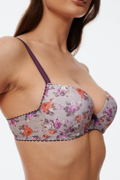 Серый бюстгальтер с каплевидным эффектом и каркасами Леди Леда 654-66 - фото 2