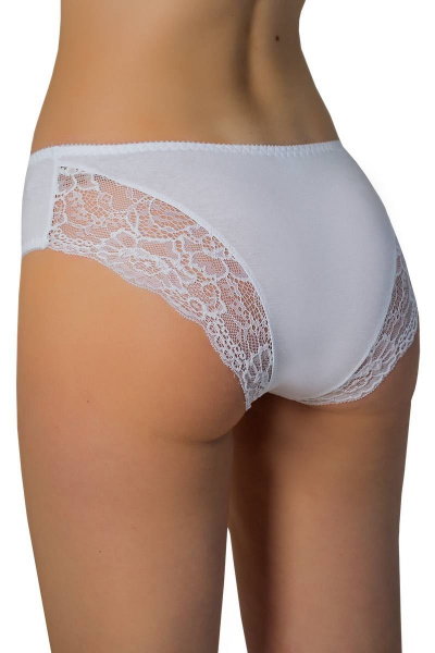 Трусы женские хлопковые со вставкой кружевом на каждый день ЛЕДИ ГРАНД 201121-1 белый - фото 1
