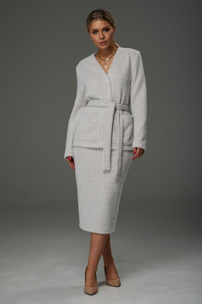 Костюм из трикотажной ткани с жакетом и юбкой Galean Style 914.1 бежевый - фото 3