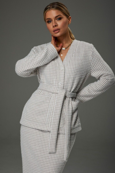 Костюм из трикотажной ткани с жакетом и юбкой Galean Style 914.1 бежевый - фото 4