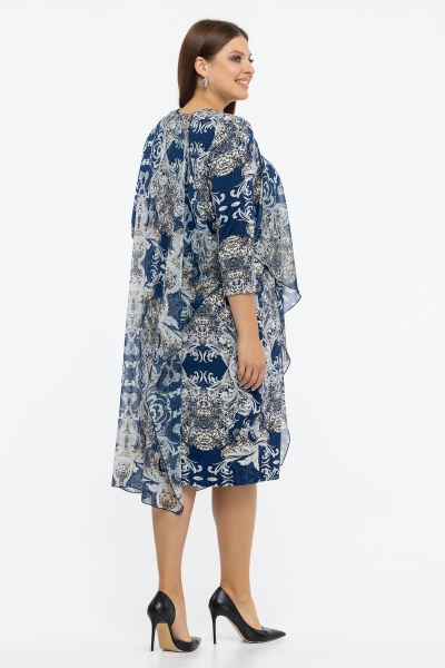 Платье свободного кроя с рукавом 3/4 в демисезон Avila 0945 синий - фото 7