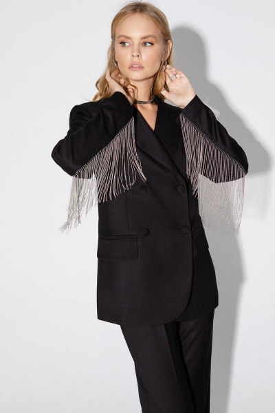 Костюм двойка: двубортный жакет с отделкой и брюки палаццо PiRS 4976 - фото 4