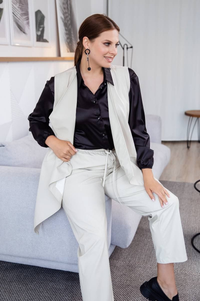 Брюки деловые с карманами и прямым кроем, длина 93 см ASV 2524 бежевый - фото 5