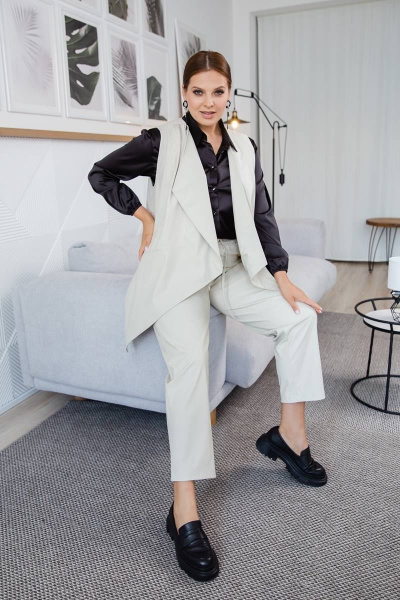 Брюки деловые с карманами и прямым кроем, длина 93 см ASV 2524 бежевый - фото 3