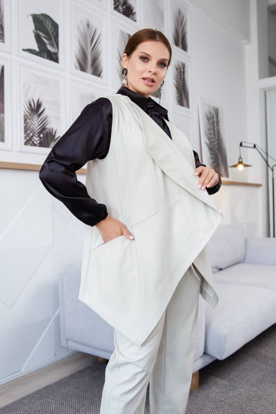 Брюки деловые с карманами и прямым кроем, длина 93 см ASV 2524 бежевый - фото 2