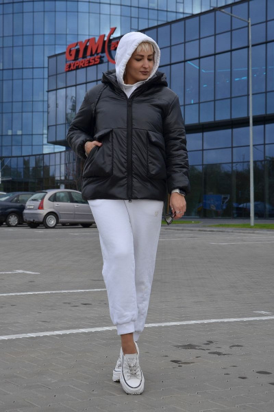 Демисезонная куртка прямого силуэта с капюшоном DOGGI 6361 черный - фото 6