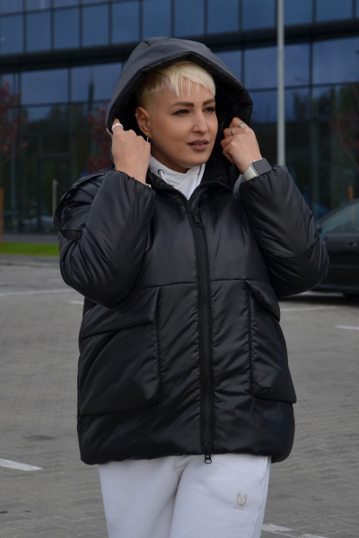 Демисезонная куртка прямого силуэта с капюшоном DOGGI 6361 черный - фото 1