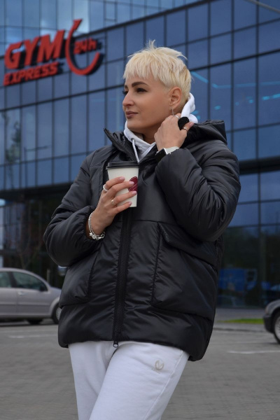 Демисезонная куртка прямого силуэта с капюшоном DOGGI 6361 черный - фото 4