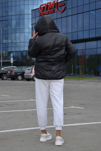 Демисезонная куртка прямого силуэта с капюшоном DOGGI 6361 черный - фото 2