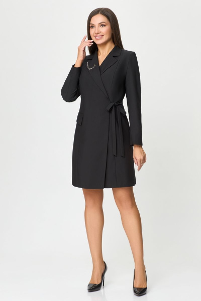 Платье деловое из вискозы на каждый день, демисезон DaLi 3634а чёрный - фото 1