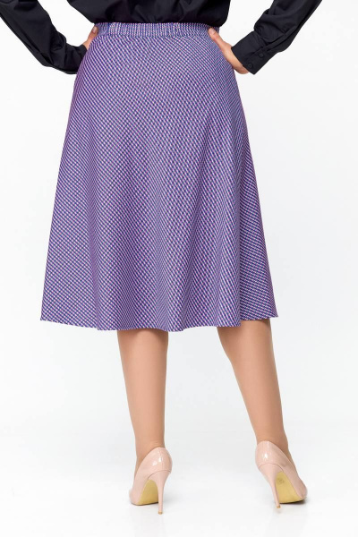 Фиолетовая юбка миди на эластичной подкладке Swallow 685.2 лилово-молочная_лапка - фото 11