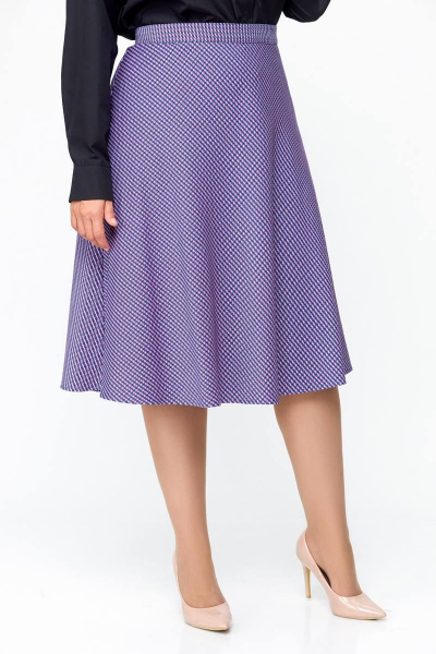 Фиолетовая юбка миди на эластичной подкладке Swallow 685.2 лилово-молочная_лапка - фото 10