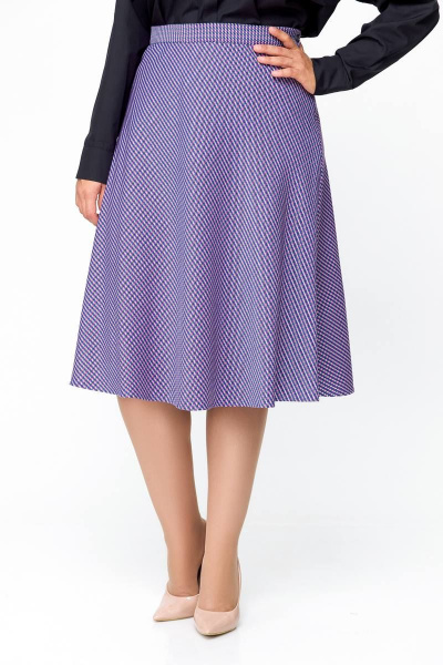 Фиолетовая юбка миди на эластичной подкладке Swallow 685.2 лилово-молочная_лапка - фото 9