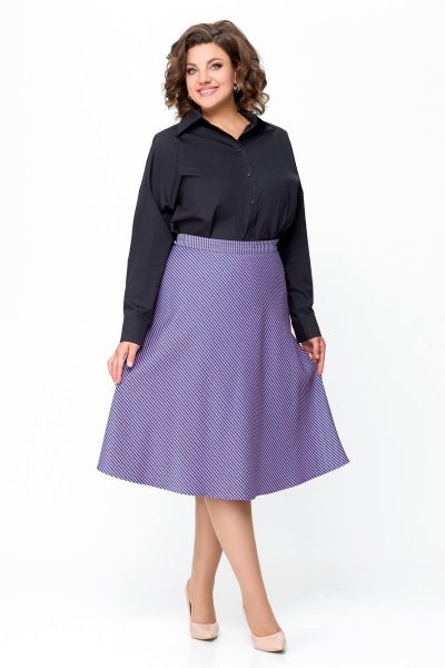 Фиолетовая юбка миди на эластичной подкладке Swallow 685.2 лилово-молочная_лапка - фото 4