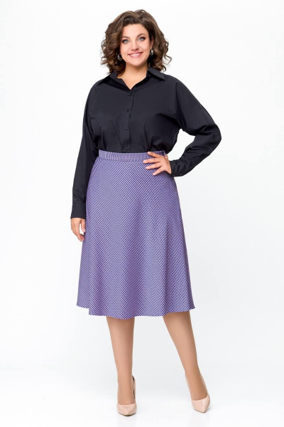 Фиолетовая юбка миди на эластичной подкладке Swallow 685.2 лилово-молочная_лапка - фото 3