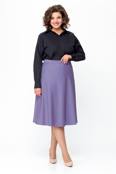 Фиолетовая юбка миди на эластичной подкладке Swallow 685.2 лилово-молочная_лапка - фото 2