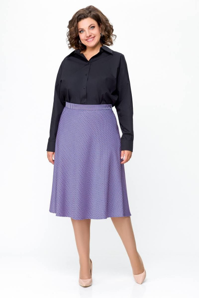 Фиолетовая юбка миди на эластичной подкладке Swallow 685.2 лилово-молочная_лапка - фото 1