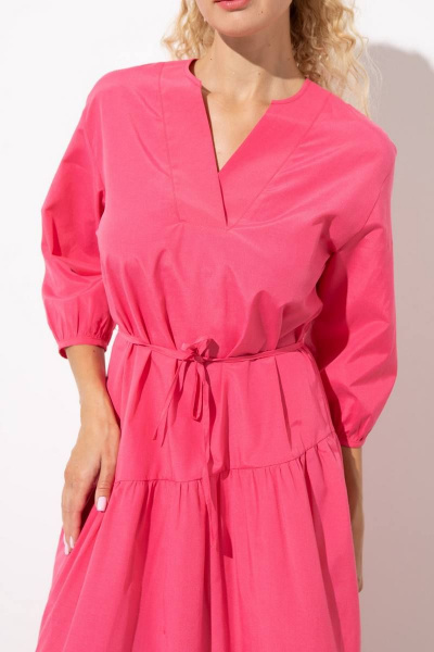 Длинное розовое платье с воланами и V-образным вырезом Femme & Devur 80190 1.14F(170) - фото 4