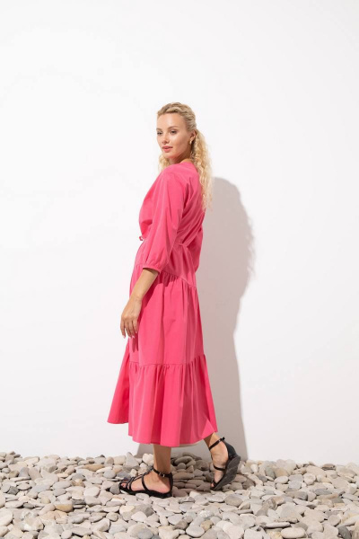 Длинное розовое платье с воланами и V-образным вырезом Femme & Devur 80190 1.14F(170) - фото 3