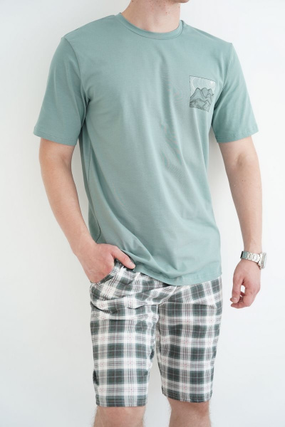 Майка, шорты Купалинка 264803.182-188 к.полынь,клетка2 - фото 2