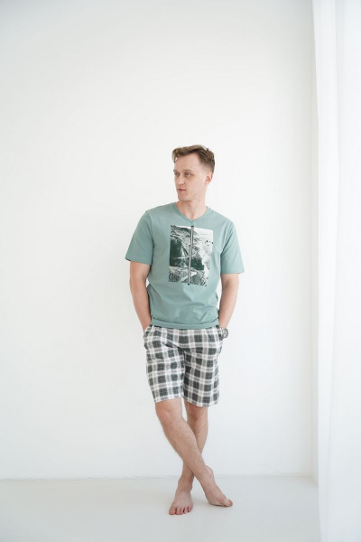 Майка, шорты Купалинка 265002.182-188 к.полынь,клетка2 - фото 4