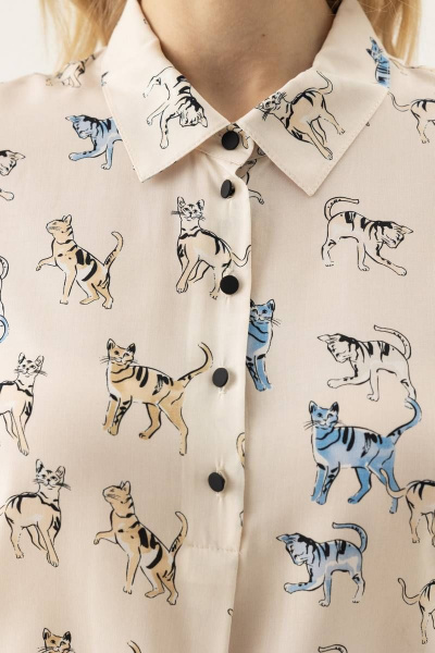 Блуза из вискозы с принтом и регулировкой рукава Femme & Devur 71102 1.32F(170) - фото 4