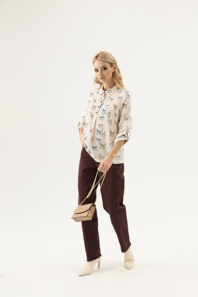 Блуза из вискозы с принтом и регулировкой рукава Femme & Devur 71102 1.32F(170) - фото 2