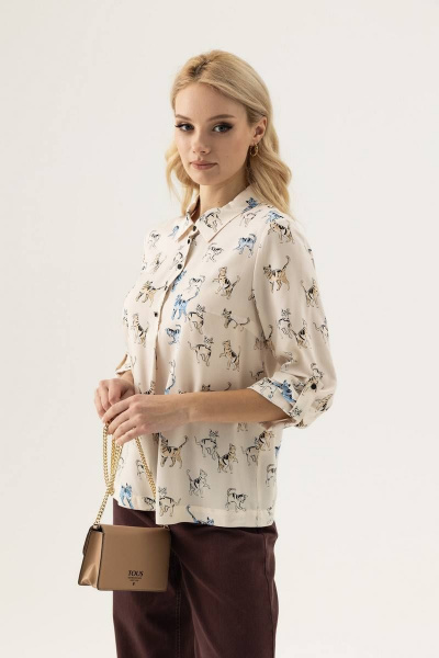 Блуза из вискозы с принтом и регулировкой рукава Femme & Devur 71102 1.32F(170) - фото 1