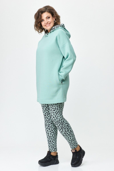 Леггинсы, худи T&N 7459 мята+леопард - фото 6