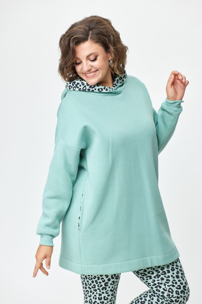 Леггинсы, худи T&N 7459 мята+леопард - фото 5