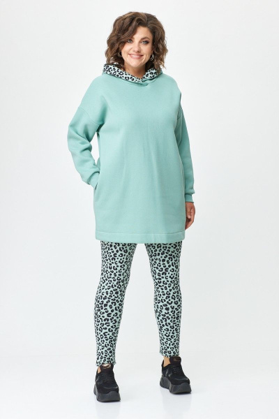 Леггинсы, худи T&N 7459 мята+леопард - фото 2