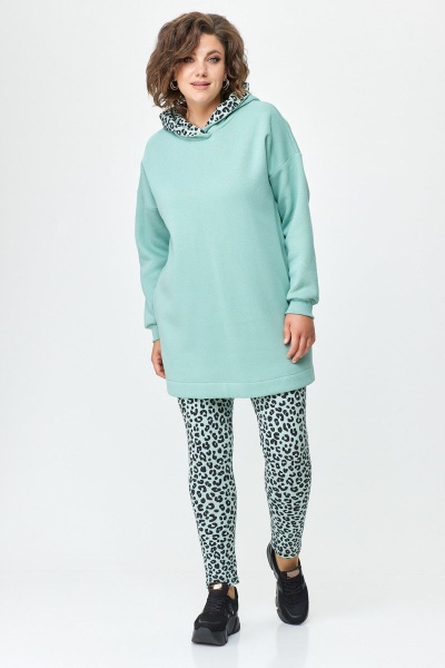 Леггинсы, худи T&N 7459 мята+леопард - фото 1