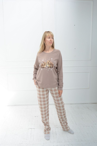 Брюки, джемпер Купалинка 663204.170-176 к.темный беж,клетка - фото 1
