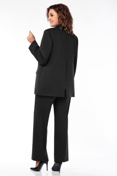 Трехпредметный деловой костюм: жакет, блузка, брюки Ольга Стиль С-823 черный - фото 2