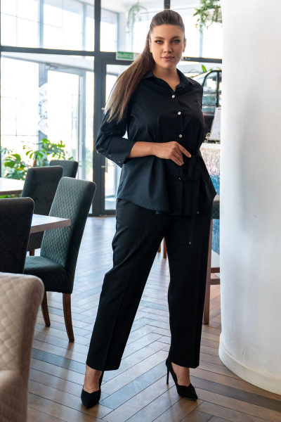 Блуза женская полурилегающего силуэта с застежкой на пуговицы Andina 116 - фото 7