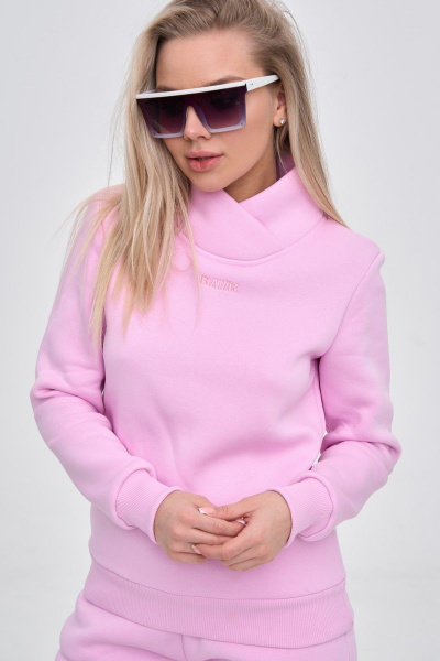 Брюки и джемпер женский спортивный повседневный трикотаж RAWR 131 розовый.начес - фото 2