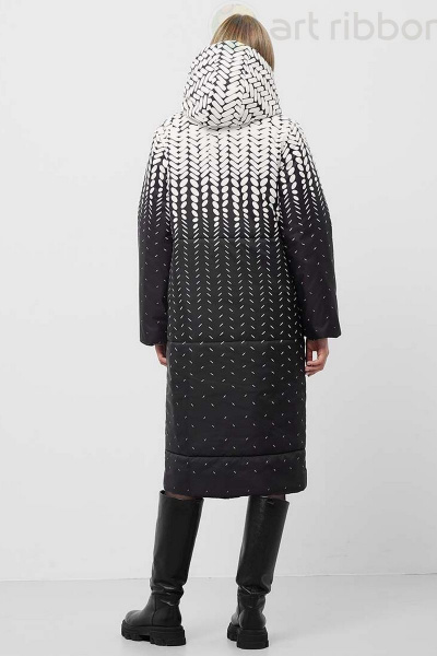 Зимняя прямого кроя куртка-пальто с капюшоном из плащёвой ткани Art Ribbon M3942K - фото 4