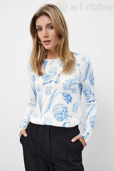 Приталенный джемпер из трикотажа из вискозы и хлопка Art Ribbon M3956T - фото 1