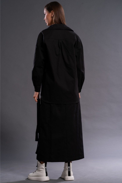 Костюм платье рубашка пояс черный из текстиля хлопка Kivviwear 41004133.04 - фото 8