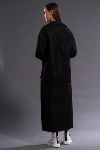 Костюм платье рубашка пояс черный из текстиля хлопка Kivviwear 41004133.04 - фото 7