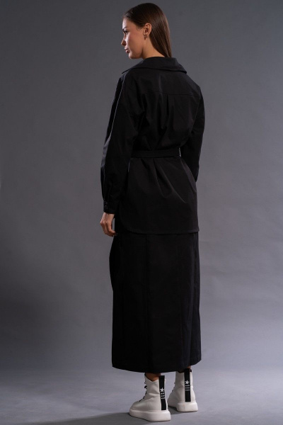 Костюм платье рубашка пояс черный из текстиля хлопка Kivviwear 41004133.04 - фото 5